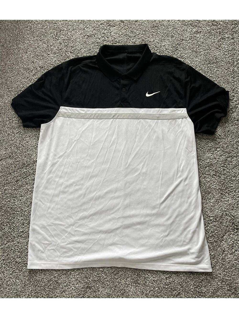 Nike Dri-FIT Golf Polo Shirt XL Black White Colorblock